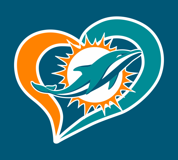 Miami Dolphins Heart Logo vinyl decal